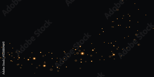 an abstract design with scattered golden-orange light dots on a black background, creating the effect of a starry sky or sparks. The dots are unevenly distributed, adding dynamics and depth.