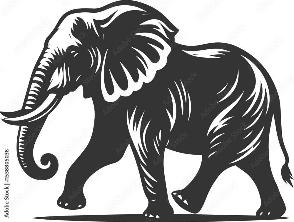 Fototapeta premium A large animal elephant vector drawing silhouette