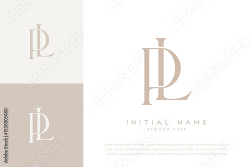 LP PL initial letter handwriting and luxury logo
