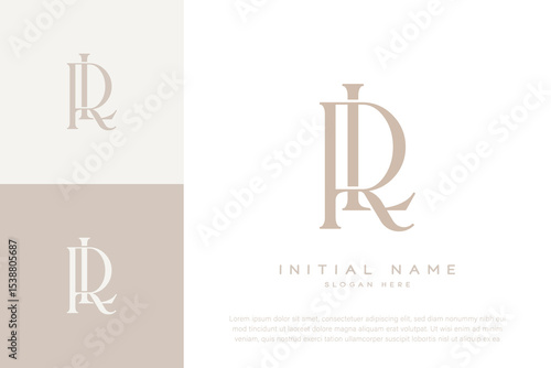 LR RL initial letter handwriting and luxury logo
