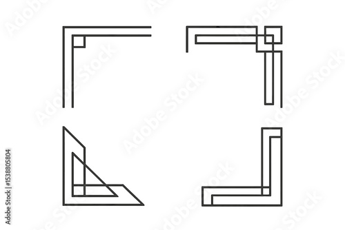 Various simple line design corner elements for graphic projects and digital art