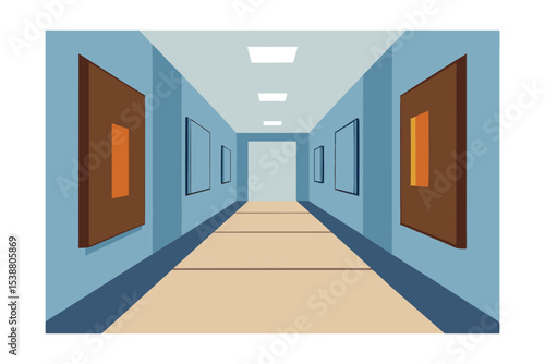Modern Art Gallery Hallway Perspective and Minimalist Interior Design