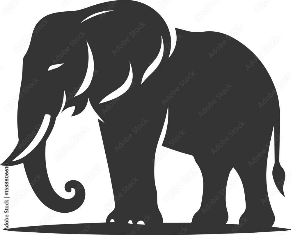 Fototapeta premium A large animal elephant vector drawing silhouette