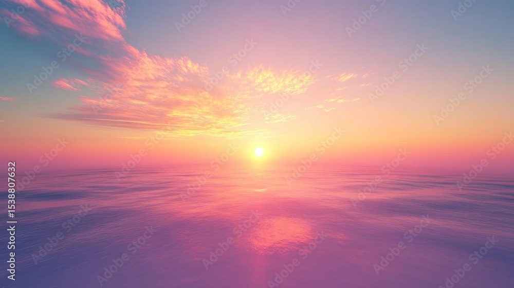 Fototapeta premium Serene Horizon at Sunset with Dreamy Pastel Sky and Tranquil Ocean Reflections for Peaceful Ambiance