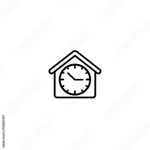 Clock graphic displays time within house shape illustration