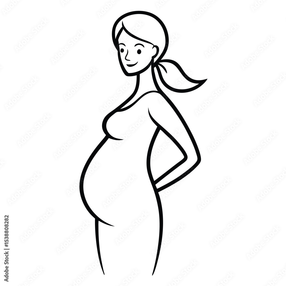 Happy Pregnant Woman Line Art Happy Pregnant Woman Line Art