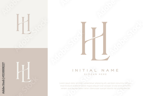 HL LH initial letter handwriting and luxury logo