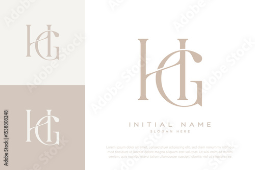 HG GH initial letter handwriting and luxury logo