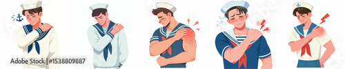 sailor vector having shoulder pain