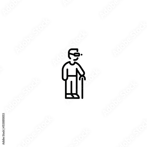 Elderly figure uses cane within virtual augmentedreality