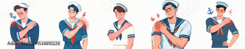 sailor vector having shoulder pain