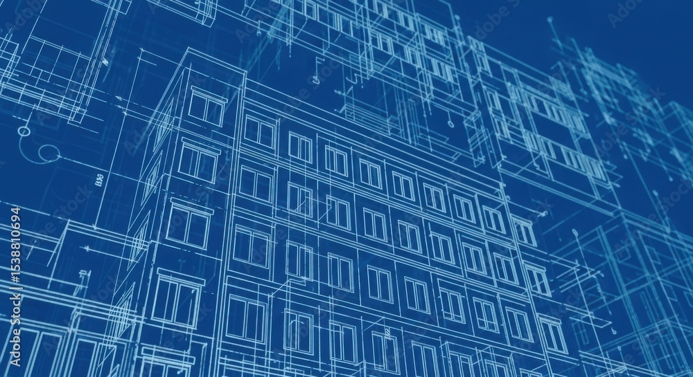 Architectural Building Blueprint Design With A Technical Drawing Concept Architectural Building Blueprint Design With A Technical Drawing Concept