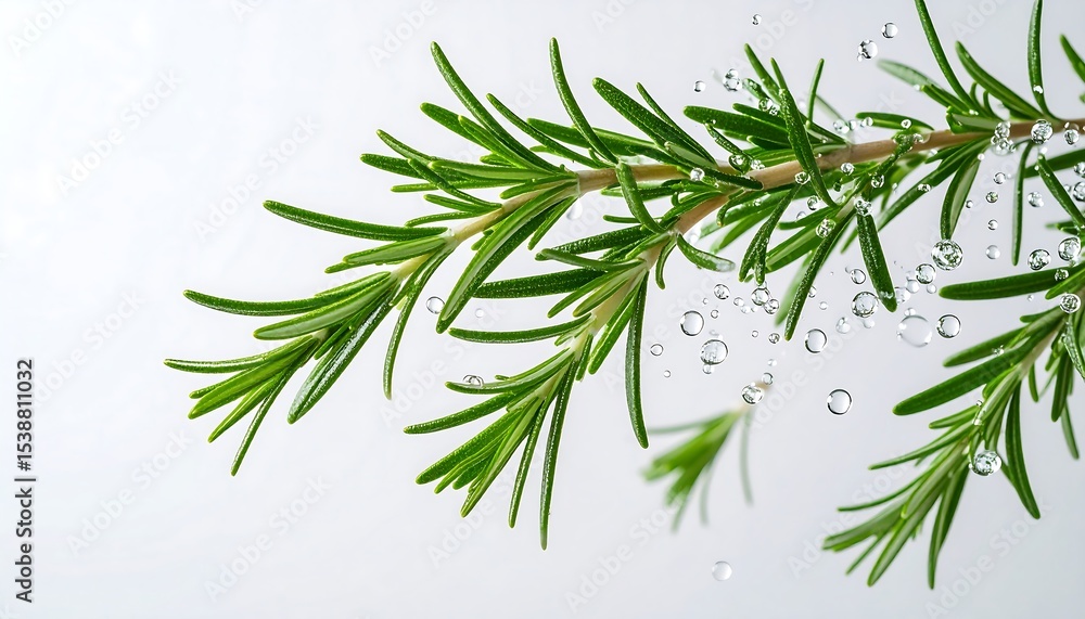 Obraz premium Product Studio Photo Fresh Rosemary Sprigs with Water Droplets
