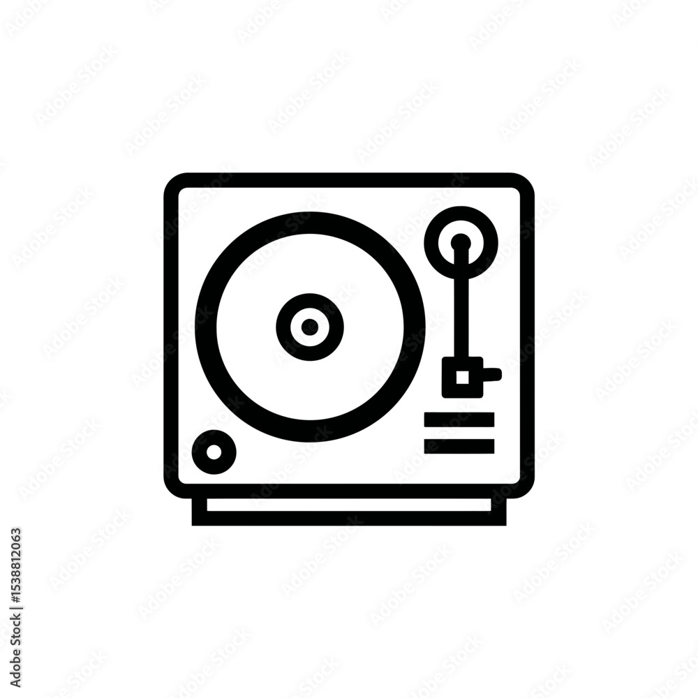 Vinyl player plays music indoors graphic simple style Vinyl player plays music indoors graphic simple style