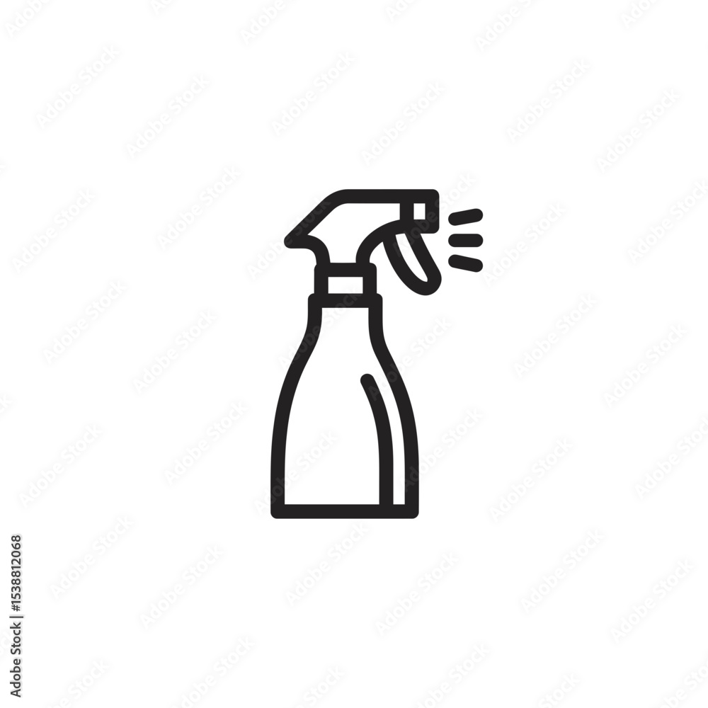 Spray bottle sprays liquid in clean white backdrop detail Spray bottle sprays liquid in clean white backdrop detail