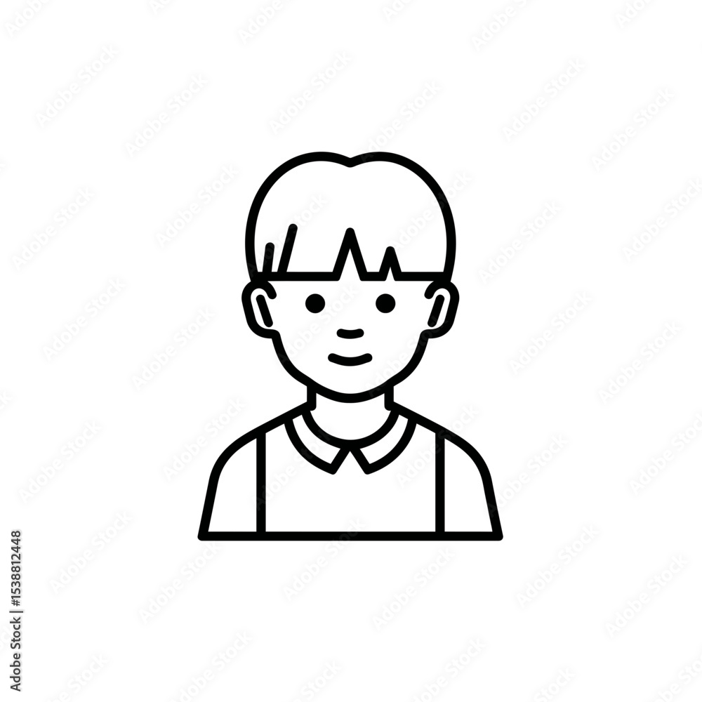 Boy avatar poses simple outline illustration front view closeup Boy avatar poses simple outline illustration front view closeup