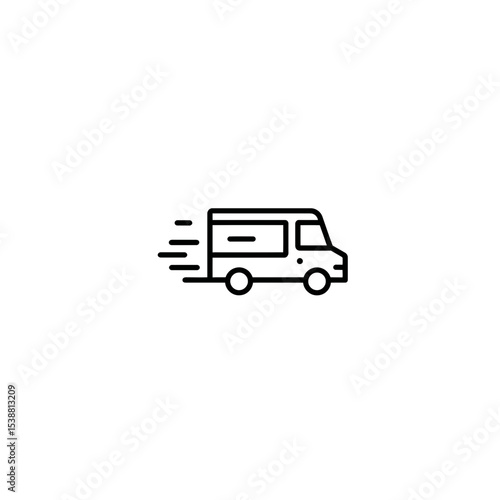 Fast van quickly delivers goods in simple delivery scene