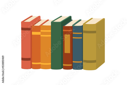 Collection of colorful books arranged on a shelf showcasing various genres in an organized manner