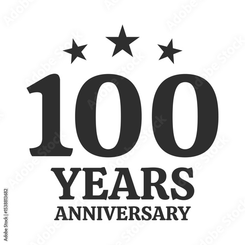 100 years anniversary icon, logo or badge. 100th birthday, jubilee celebration, wedding, invitation card design element. Vector illustration.