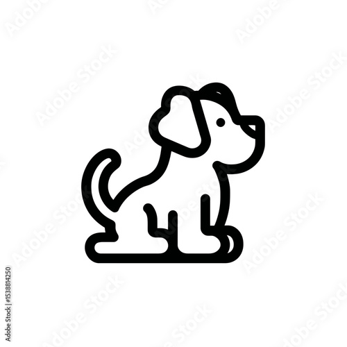 Dog icon sits patiently design pet silhouette vector