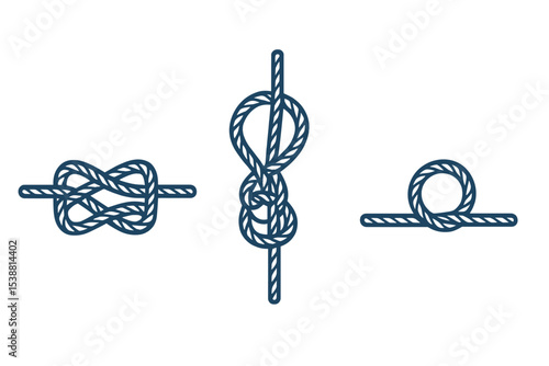 Different types of knots displayed for nautical and outdoor applications