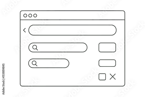 Interface design for a search engine with multiple input fields and buttons displayed on a plain background