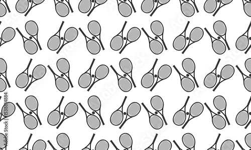 Tennis seamless pattern or background with tennis rackets and ball. Vector illustration.