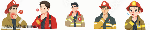 a bunch of sore throat firefighter vectors