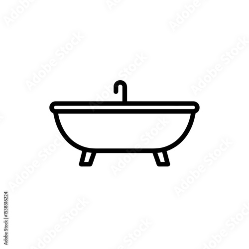 Black bathtub icon symbolizes relaxation in bathroom minimal design