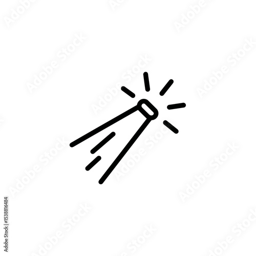 Spotlight icon emits beams isolated white background detail