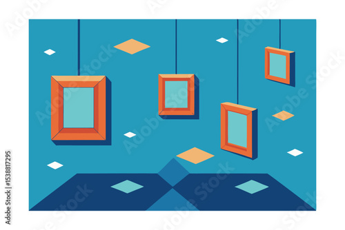 Floating Frames Modern Abstract Art Gallery Illustration