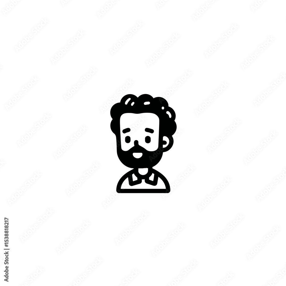 Fototapeta premium Bearded man icon poses isolated minimalist simple style