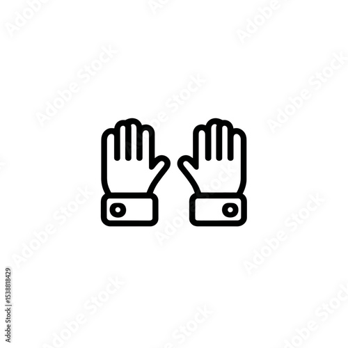 Outstretched gloved hands icon presenting outlined design isolated