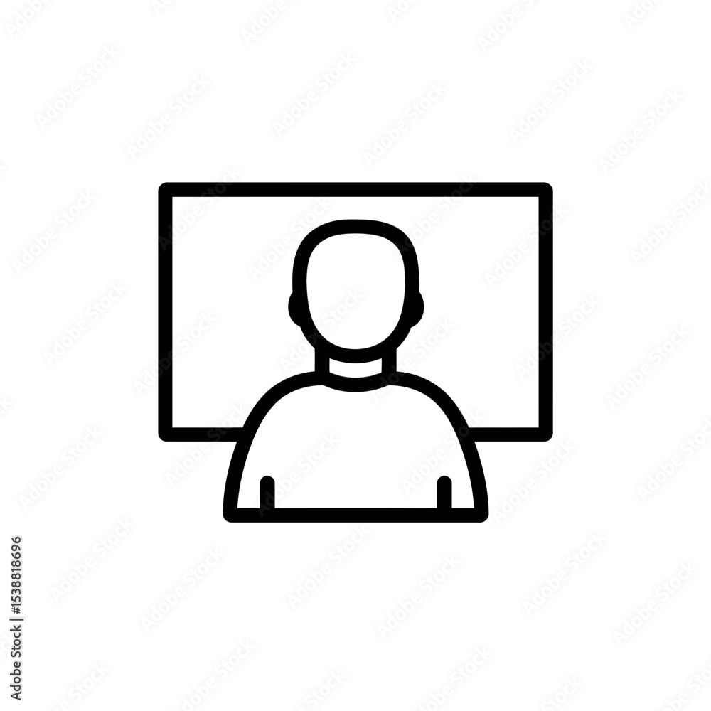 Faceless person attends virtual conference in minimal setup Faceless person attends virtual conference in minimal setup