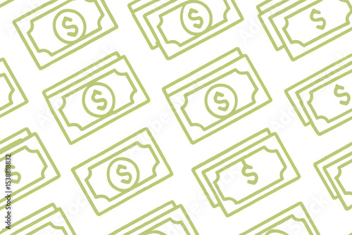 Green currency patterns create a modern design for financial themes and business concepts