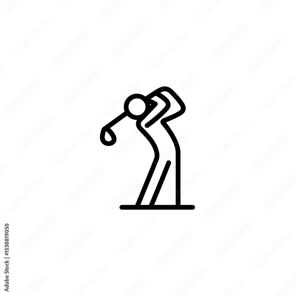 Fototapeta premium Golfer silhouette swings club outdoor minimal illustration