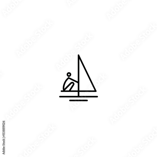 Minimalist sailor sails boat scenic water simple style vector