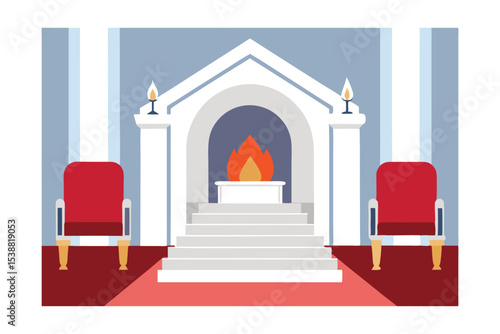 Elegant Fireplace Design Cozy Interior with Classic Architecture and Comfortable Armchairs