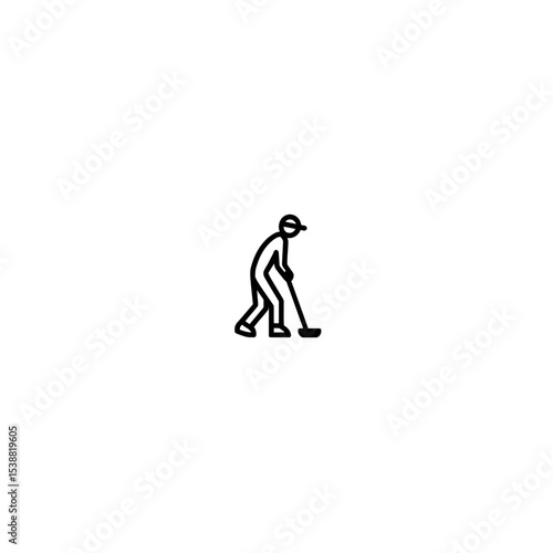 Figure sweeps surface simple cleaning indoors minimal