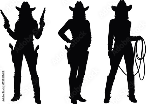 Dynamic Cowgirl Silhouettes: Wild West & Female Power