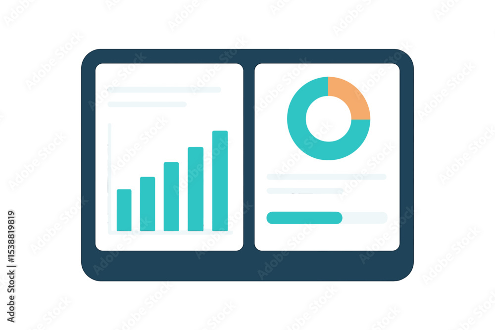 Digital dashboard displays analytics and reports with charts and graphs for data analysis and business insights Digital dashboard displays analytics and reports with charts and graphs for data analysis and business insights