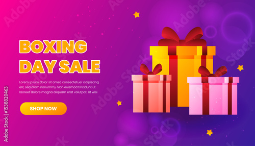 Boxing Day Sale Gift Boxes Background Festive Advertisement Template