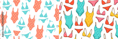 Colorful swimwear patterns in vibrant styles and designs for summer beach wear and fashion inspiration