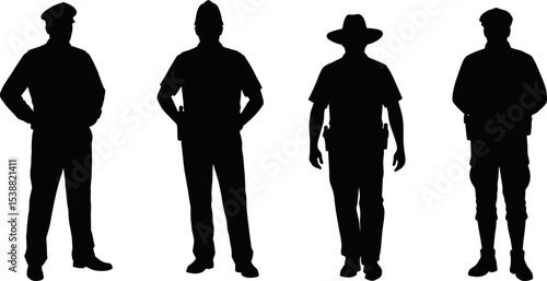 Law Enforcement Silhouettes: Police, Officers, Security