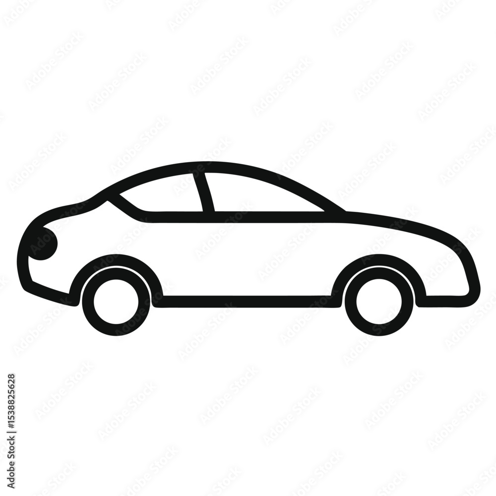 Fototapeta premium Black Outline Sedan Car Vehicle Icon Vector Illustration