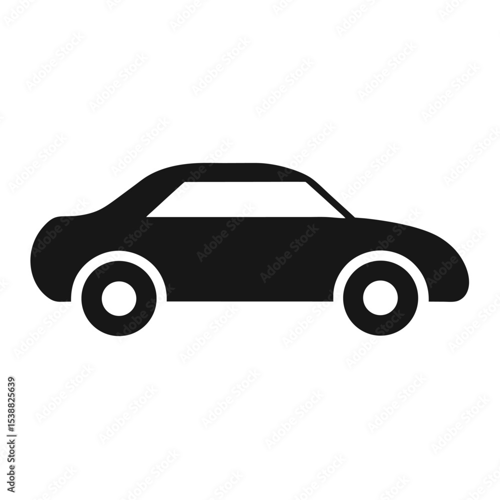 Obraz premium Black Sedan Car Side View Vector Icon