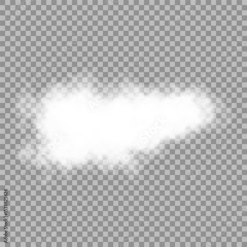 Cloud art or smoky air illustration. White realistic 3D vector isolated cloud on the transparent background.Vector set. Chimney smoke, fog wave or cloud pattern with overlay effect. Cloud, smoke, png.