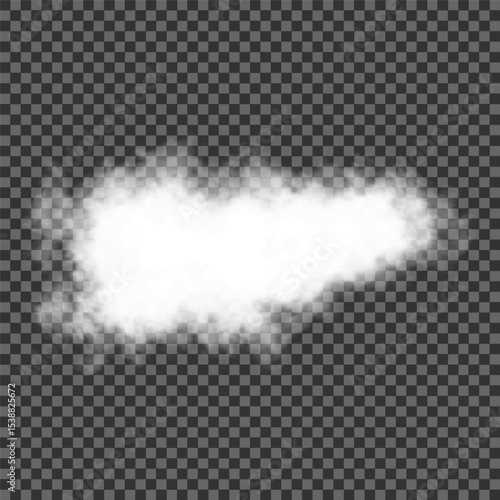 Cloud art or smoky air illustration. White realistic 3D vector isolated cloud on the transparent background.Vector set. Chimney smoke, fog wave or cloud pattern with overlay effect. Cloud, smoke, png.