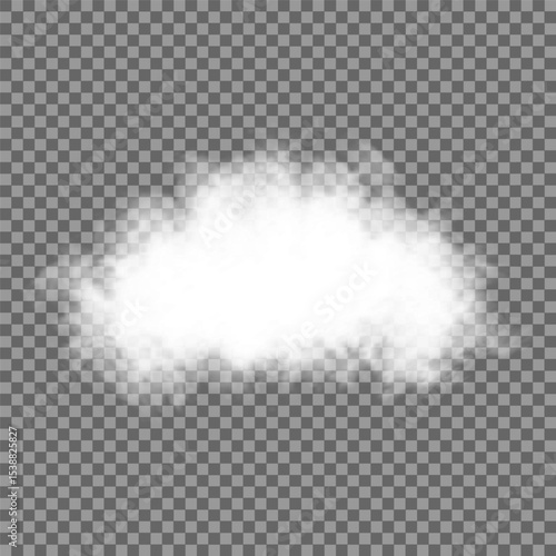 Cloud art or smoky air illustration. White realistic 3D vector isolated cloud on the transparent background.Vector set. Chimney smoke, fog wave or cloud pattern with overlay effect. Cloud, smoke, png.