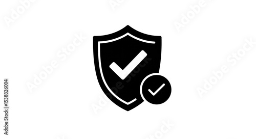 A black and white graphic featuring a shield with a checkmark and a smaller circle checkmark icon Free Download A black and white graphic featuring a shield with a checkmark and a smaller circle checkmark icon - GFXLoad